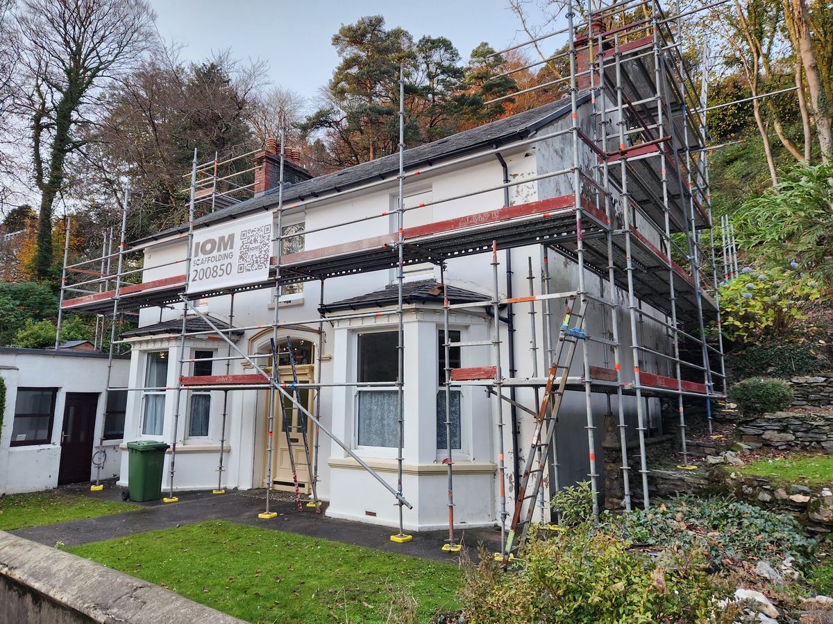 Re-render, detached house scaffold in Greeba